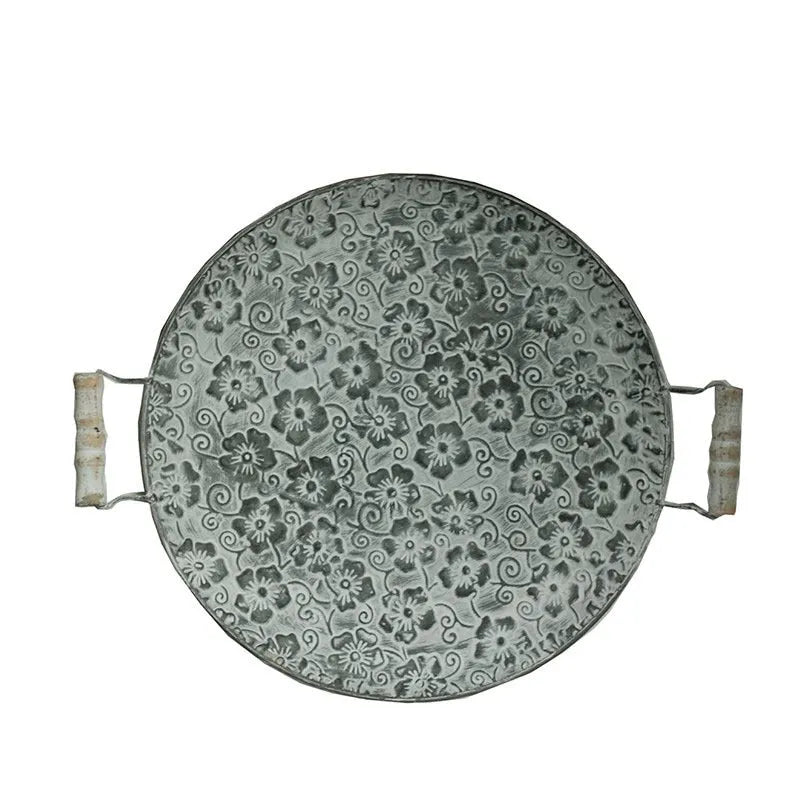 Round wrought iron belt storage tray with European decorative style for jewellery and household item organisation