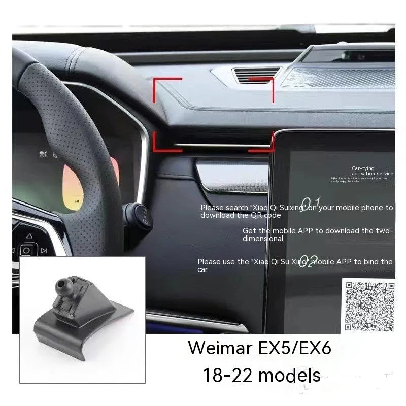 GOODWAY snap-on car phone holder base showing 360-degree rotation mount for dashboard installation