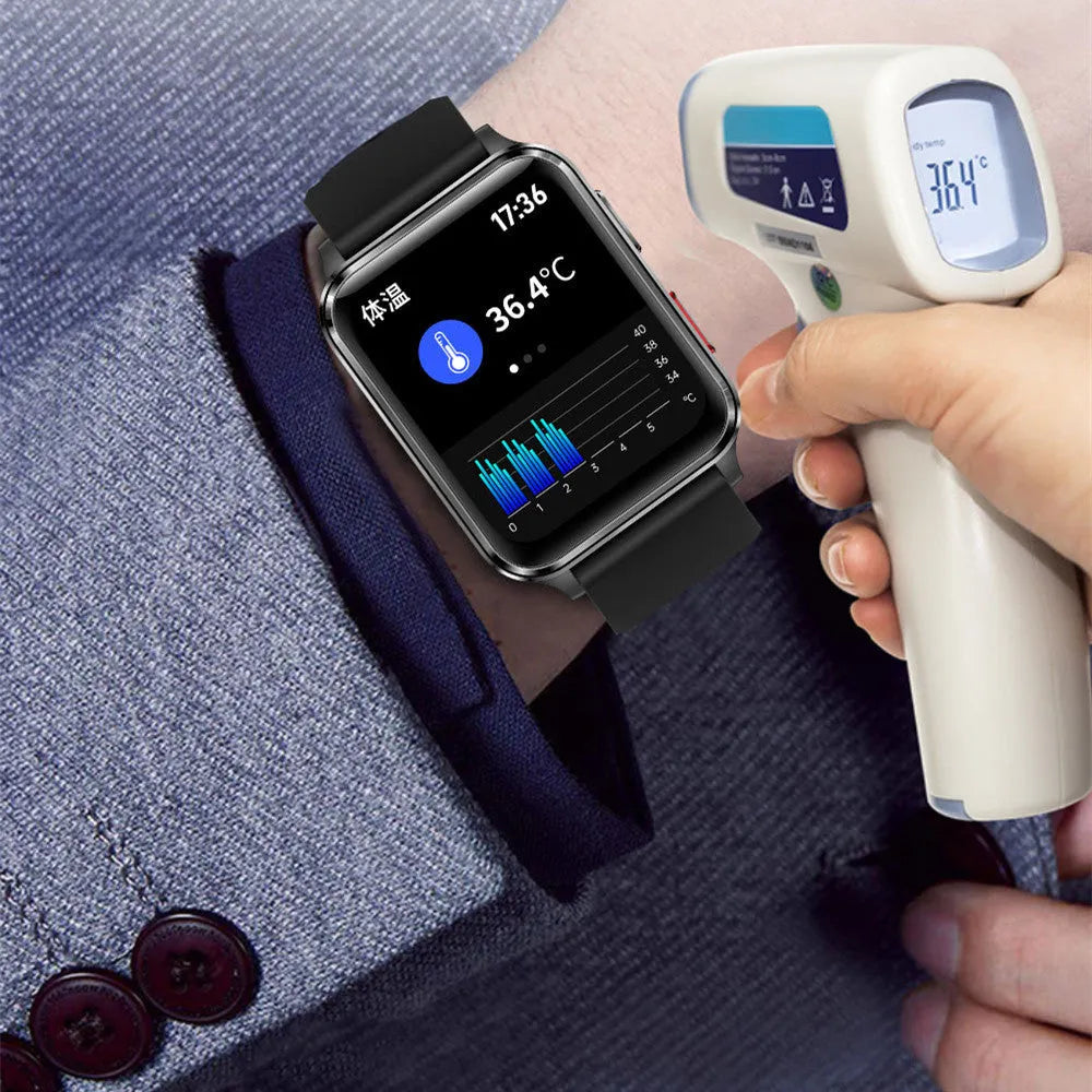 Multi-sport smartwatch with a 1.7-inch blue touchscreen on a silicone wristband.