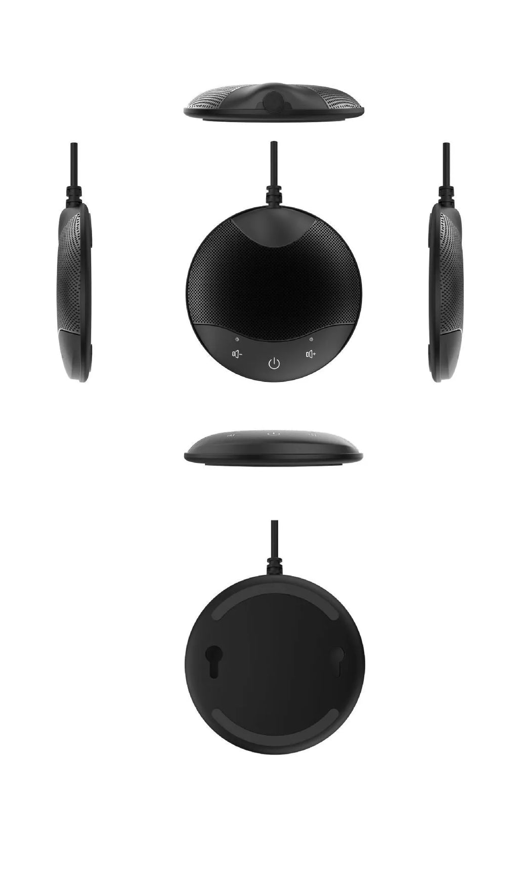 Black USB condenser desktop microphone for conference calls and computer recording