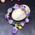 Natural shaped amethyst bracelet with fu character charm for women's jewellery