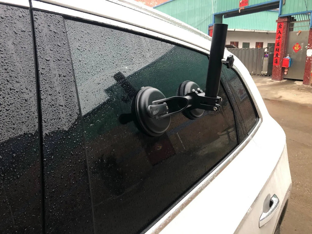 Black off-road car glass sucker base with rubber disc for flag mounting