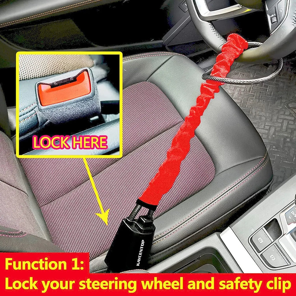 Car steering wheel wire rope lock in red colour with iron body and copper lock core for General Motors vehicles