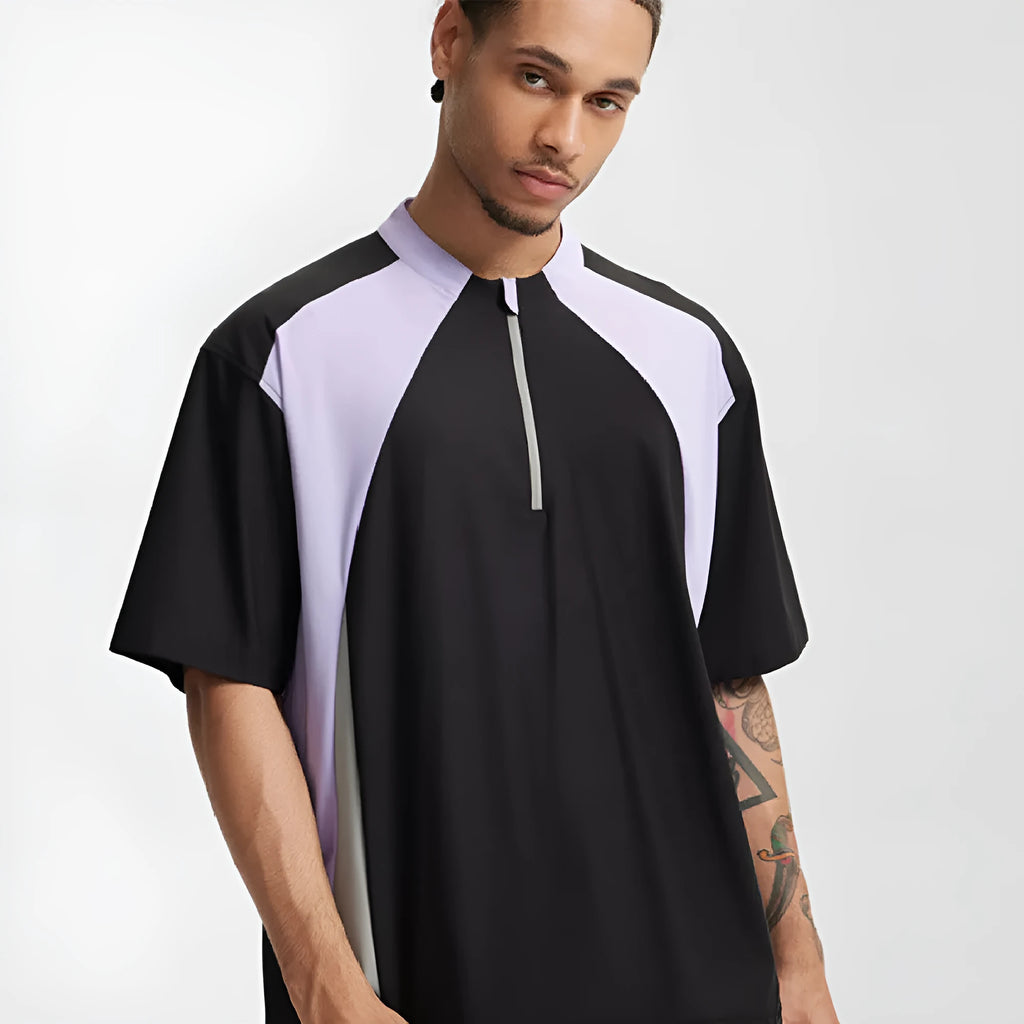 Men's solid colour casual shirt with stitching detail, available in long sleeve and short sleeve styles.