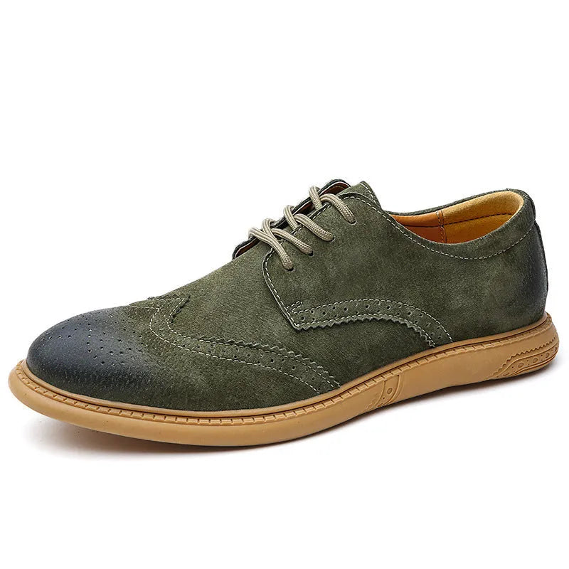 Men's black business leather shoes with lace-up design and leather stitching details