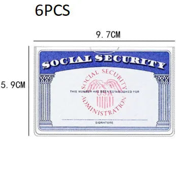 Transparent PVC card holder for social security cards measuring 9.7 by 5.9 centimetres