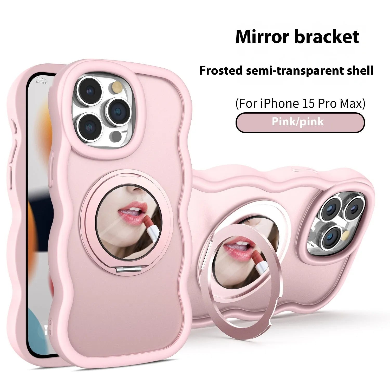 Dirt-resistant magnetic phone case with mirror and bracket in black for iPhone