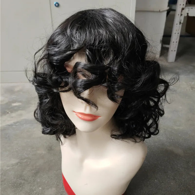 Black synthetic Afro wig with long curly hair in exotic African style
