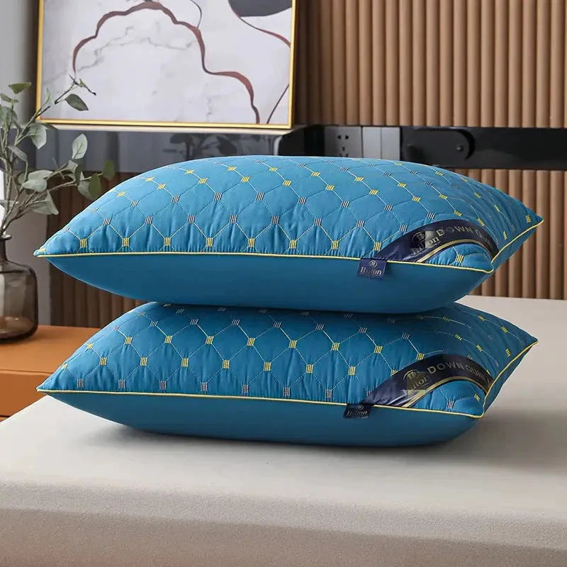 A standard 48x74cm polyester fibre filled pillow in a solid colour, shown on a bed.