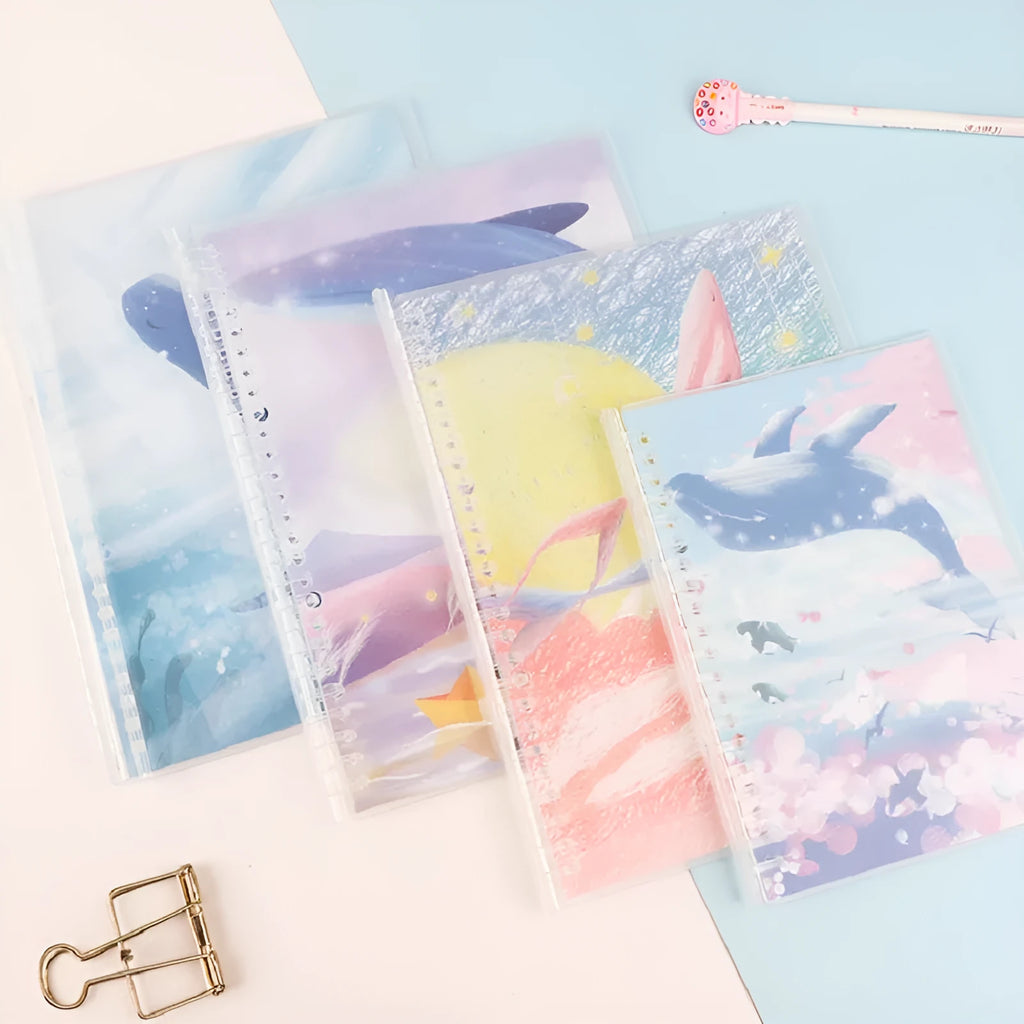 Hard cover loose leaf notebook with 20-hole binder binding, coated paper inner, animal pattern design in A5 or B5 size