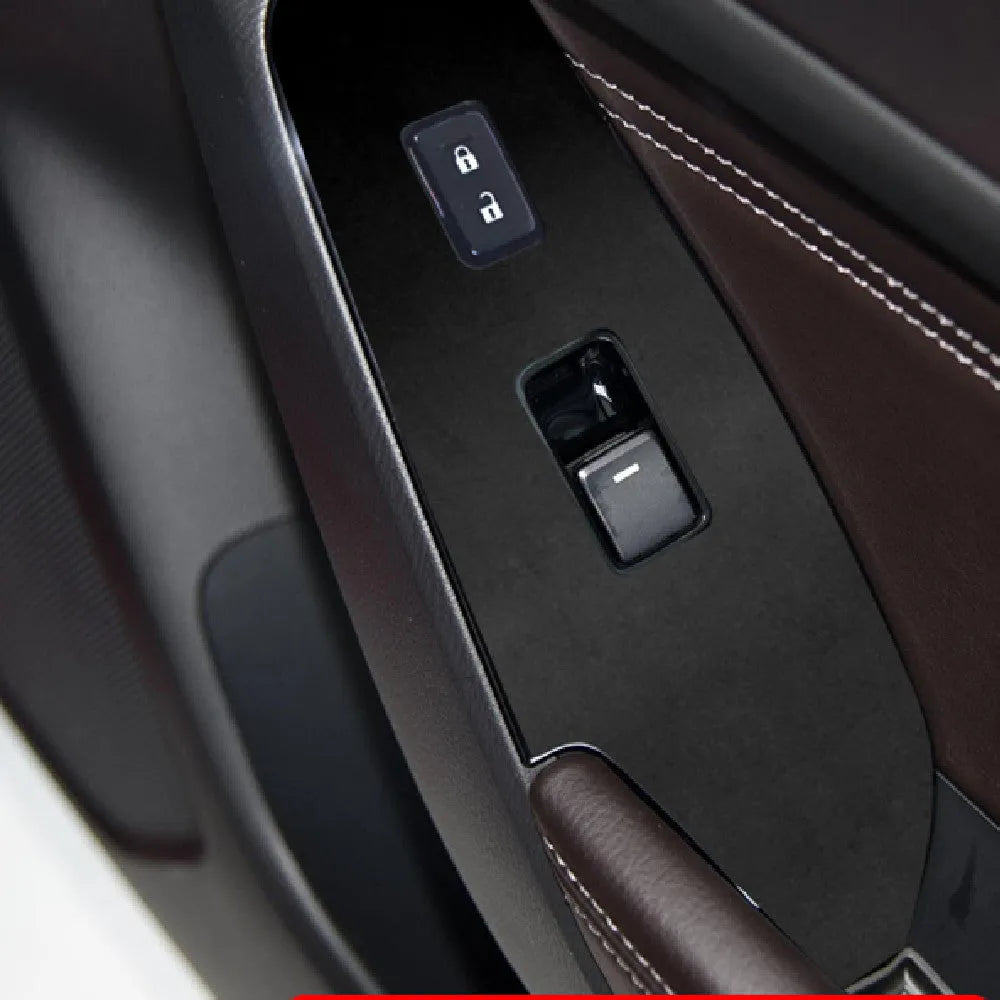 Four TPU protective films for 14-19 US/Canadian car dashboard door control panels in transparent and carbon fibre black