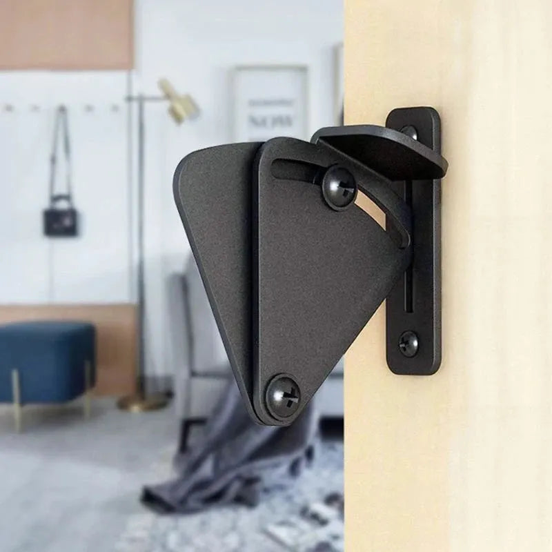 Black stainless steel sliding barn door lock for S or M size door gaps