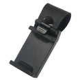 Black car steering wheel clip mount holding smartphone for hands-free driving