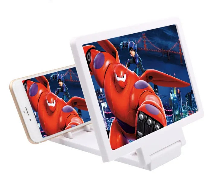 Black and white radiation-proof 3D mobile phone stand with screen amplifier for hands-free viewing