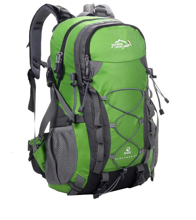 Green polyester outdoor sports backpack with 20-35 litre capacity for running hiking camping cycling