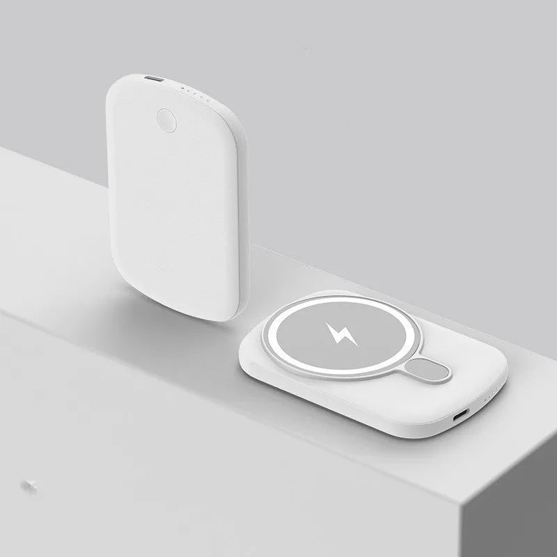 MagSafe magnetic wireless power bank in Barbie Pink, showing creative design and compact form.