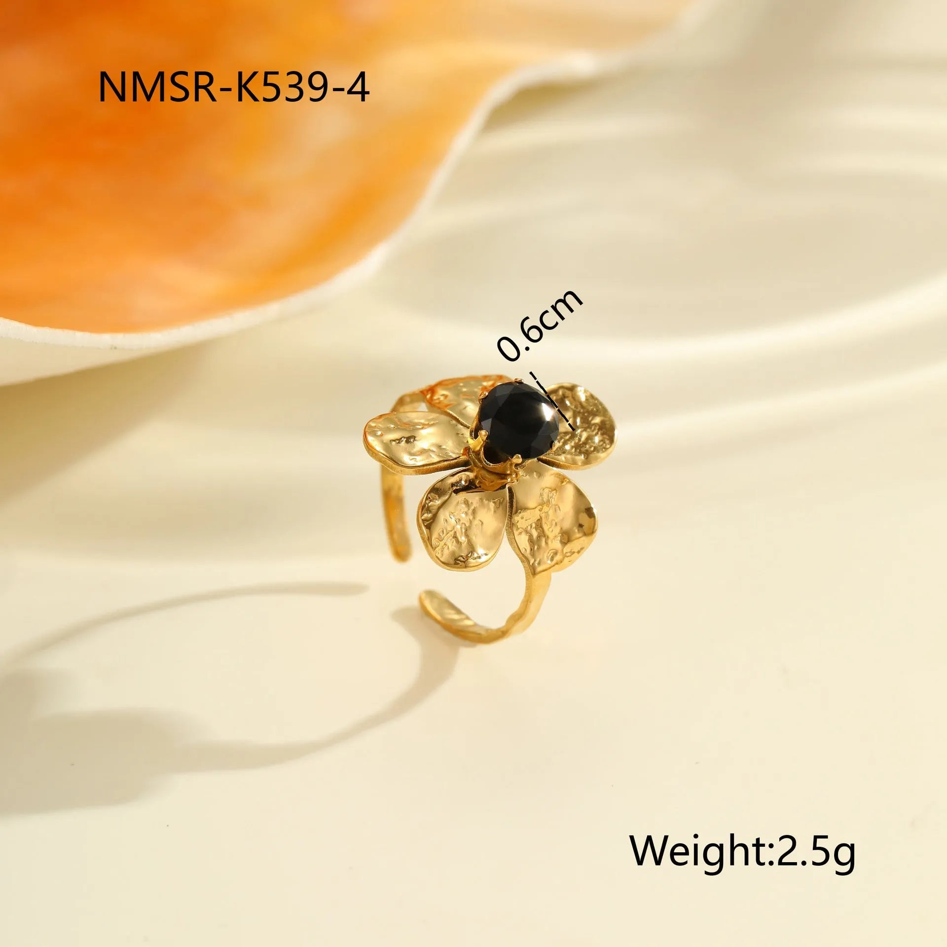 Adjustable open mouth titanium steel ring for women with inlaid zircon stones in a geometry design.