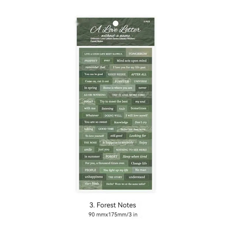 INS style English quotation decorative stickers in four colours on Japanese paper, size 90 by 175 mm