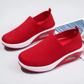 Women's mesh running shoes with air cushion in beige, black, blue, grey, pink, and red colours