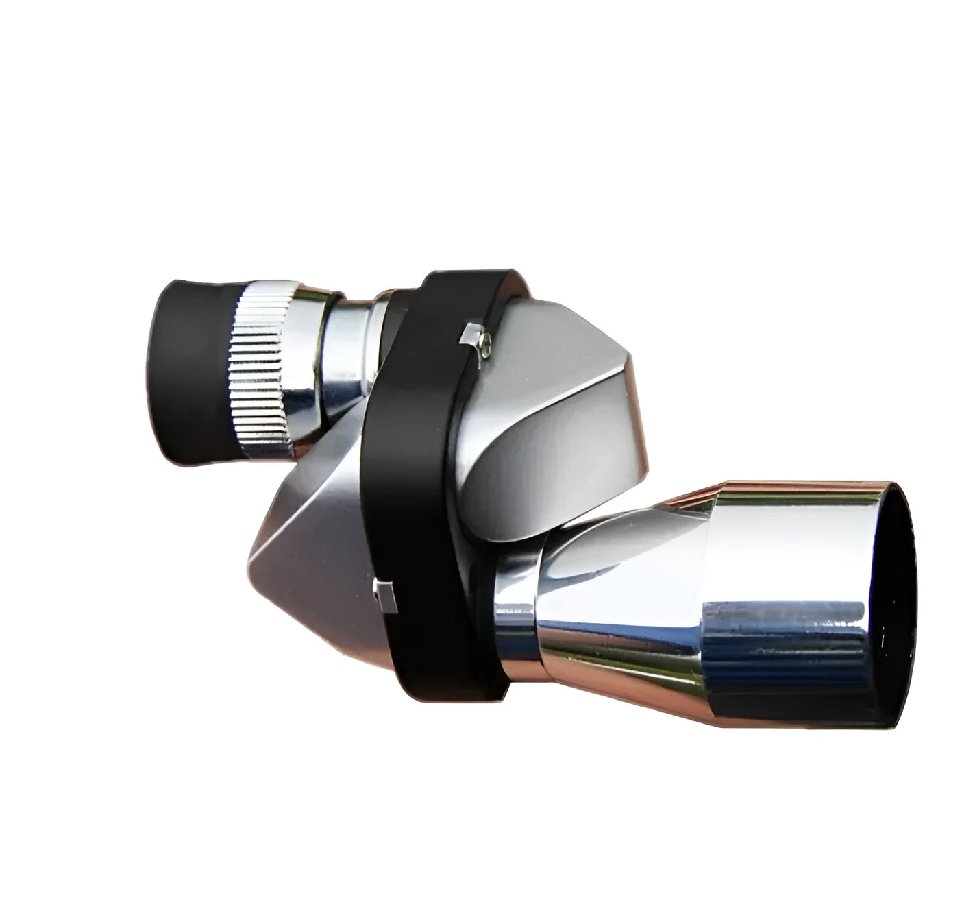 Compact aluminium alloy pocket monocular telescope with 8x20 magnification on a cloth next to its canvas carry bag.