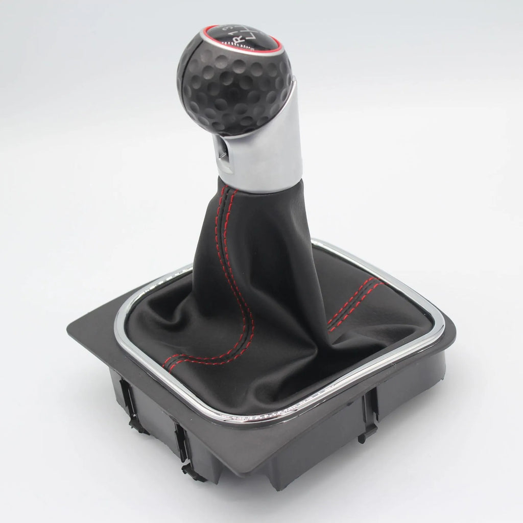 Leather gear lever handball replacement part for Volkswagen Golf 5, 6, and 7 manual transmission.