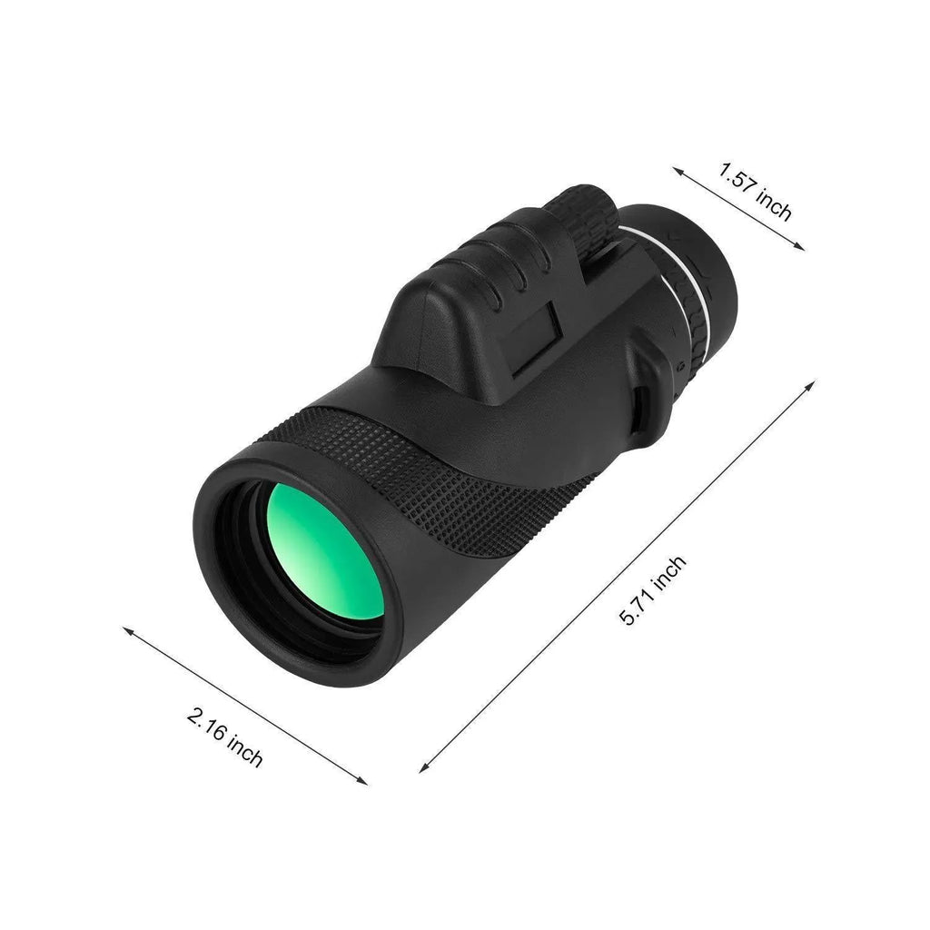 Black HD 40x60 mobile phone monocular telescope with waterproof housing and fully coated lenses