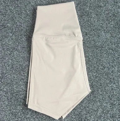 Women's high-waist yoga shorts in nylon fabric for running, sports, and cycling activities