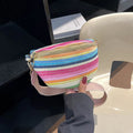 Women's woven straw beach bag in bohemian style, available in pink or blue colour with single shoulder strap
