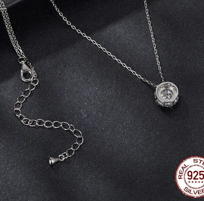 S925 silver clavicle chain necklace with adjustable 21-50cm length and electroplated silver finish on white background