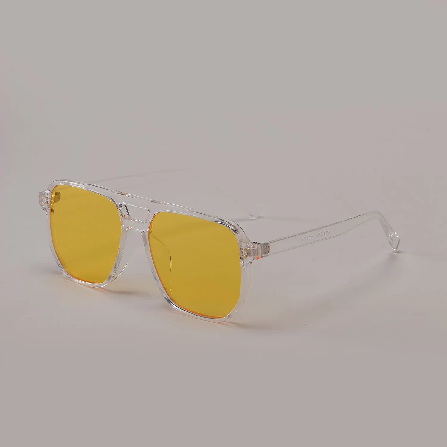 Square double beam fashion sunglasses for women in black frame with pink lens, showing UV400 protection.