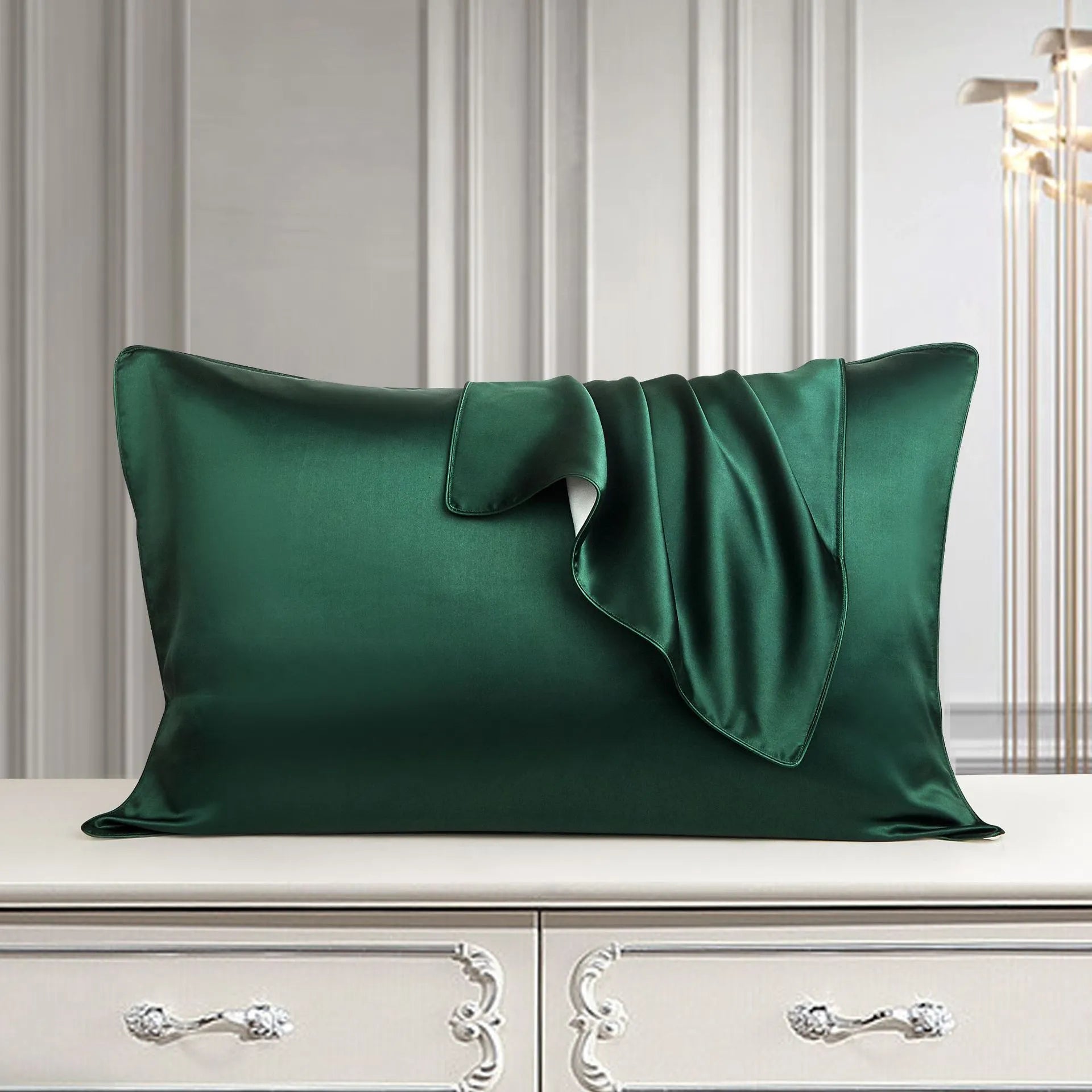 100% mulberry silk single pillowcase in 48x74cm size with inlaid rope weave, shown in Bean Paste Purple.