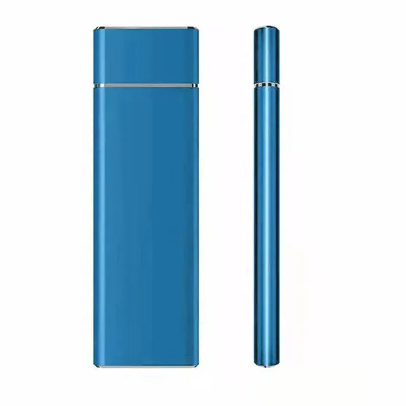 6TB ultra-thin metal external hard disk with data cable and power supply, in choice of five colours.
