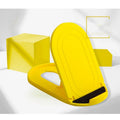 Plastic lazy bracket mobile phone stand in six colour options on a desk.