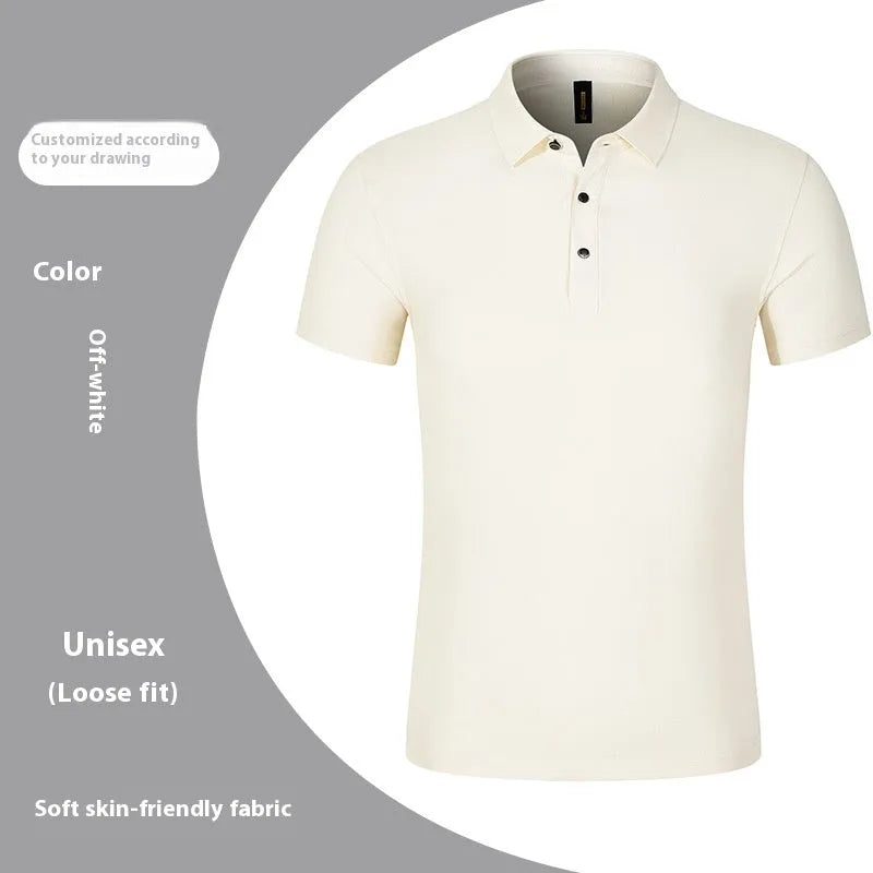 Cotton short-sleeved business polo shirt in solid colour, regular fit, available in black white dark gray navy blue red light blue sizes M to 4XL