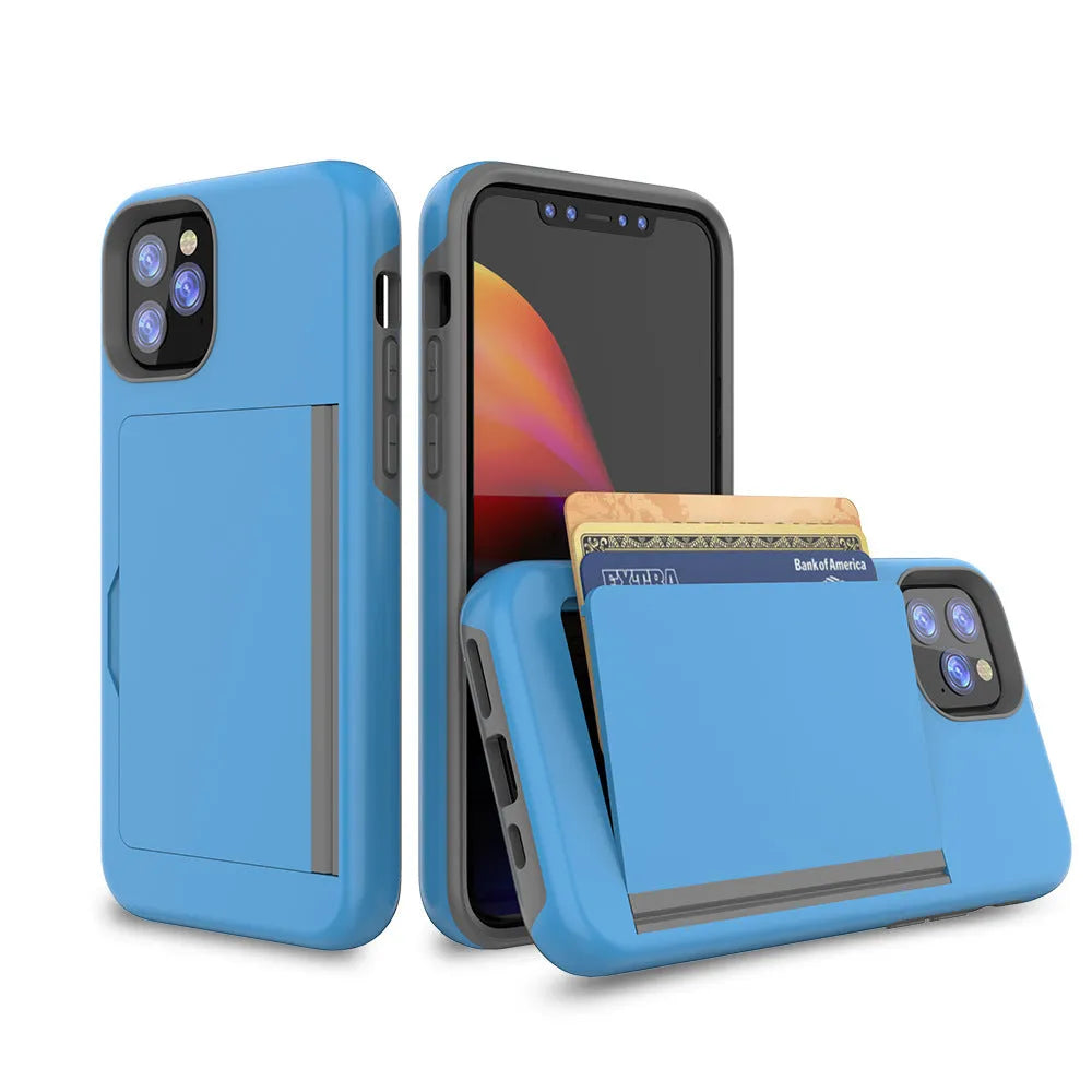 Black hard back cover case fitted on an iPhone 11 Pro Max, showing slim profile and solid colour design.