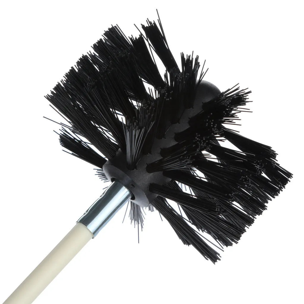Flexible metal rod chimney cleaning brush with nylon bristles for dryer pipes and ducts