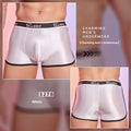 Men's silky nylon boxers in black, white and sapphire blue colours