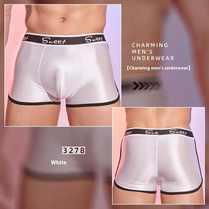 Men's silky nylon boxers in black, white and sapphire blue colours