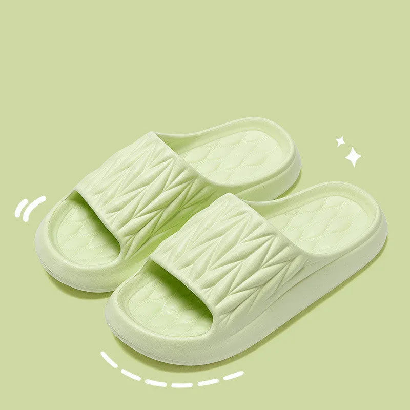 Leaf texture design EVA household slippers with non-slip soles in multiple colour options