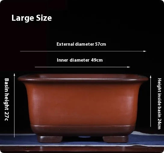 Extra large Chinese style purple clay plant pot for indoor flowers and plants