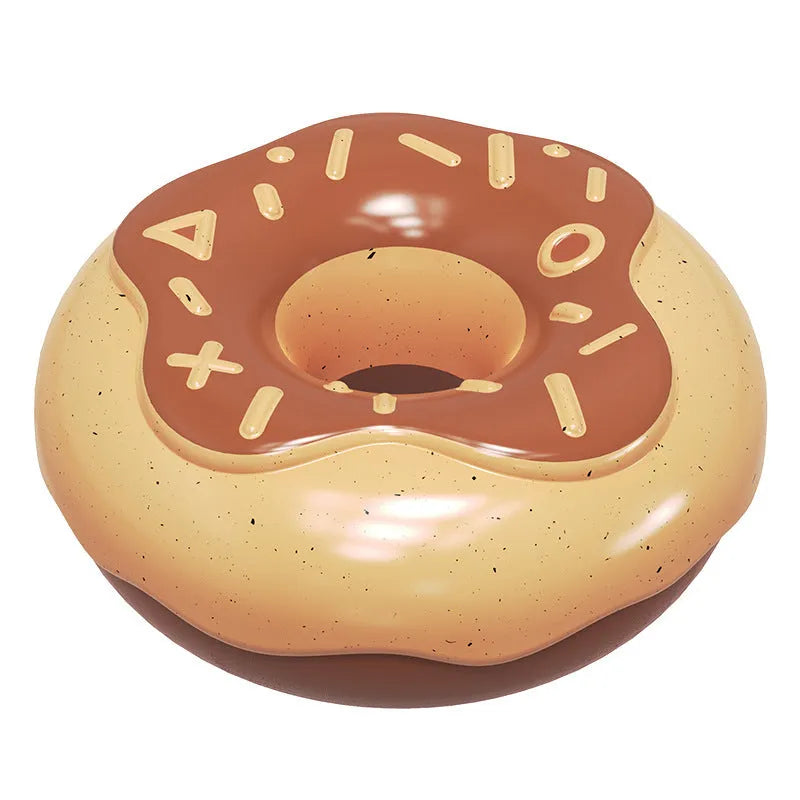 TPR molar teeth cleaning donut dog toy with squeaker in pink, yellow or chocolate colours
