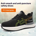 Brown leather anti-smash lightweight safety work shoes with a rubber sole on a grey background