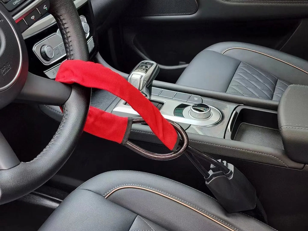 Car steering wheel wire rope lock in red colour with iron body and copper lock core for General Motors vehicles