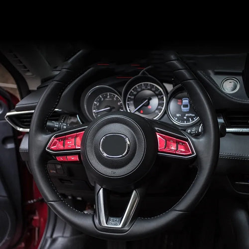 Aluminium alloy steering wheel button decorative stickers in brushed red silver blue colours