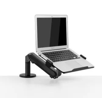 Silver aluminium hover notebook stand with adjustable air pressure arm for laptop support
