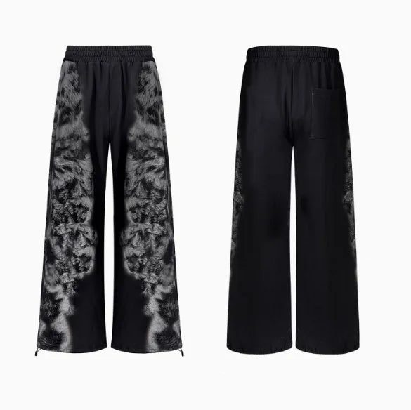 Street trendy printed loose trousers set with hoodie, seven-inch pants, and trousers in coordinated casual wear