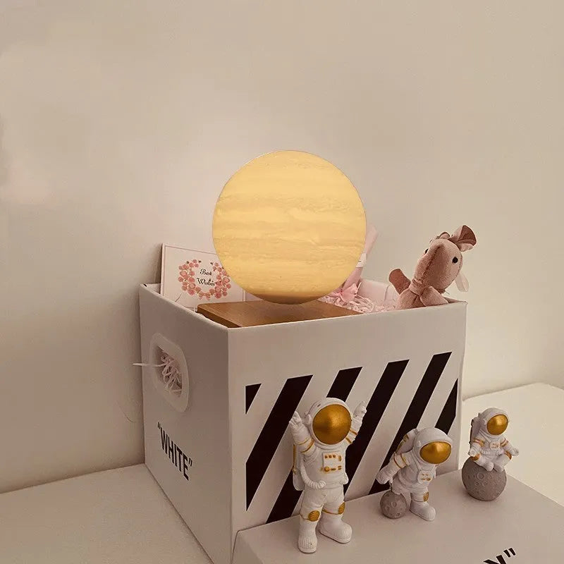 Magnetic levitation moon planet night light floating with LED glow and astronaut figures