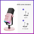 Dynamic noise reduction microphone in black, pink, or white colour with XLR cable and detachable bracket