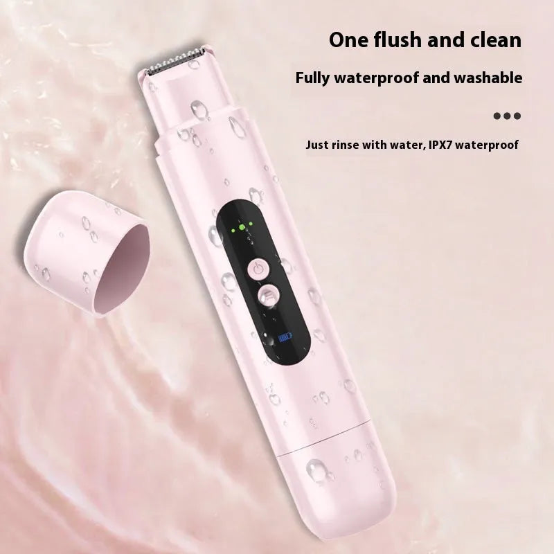 White portable electric depilator for body and armpit hair removal with USB charging cable