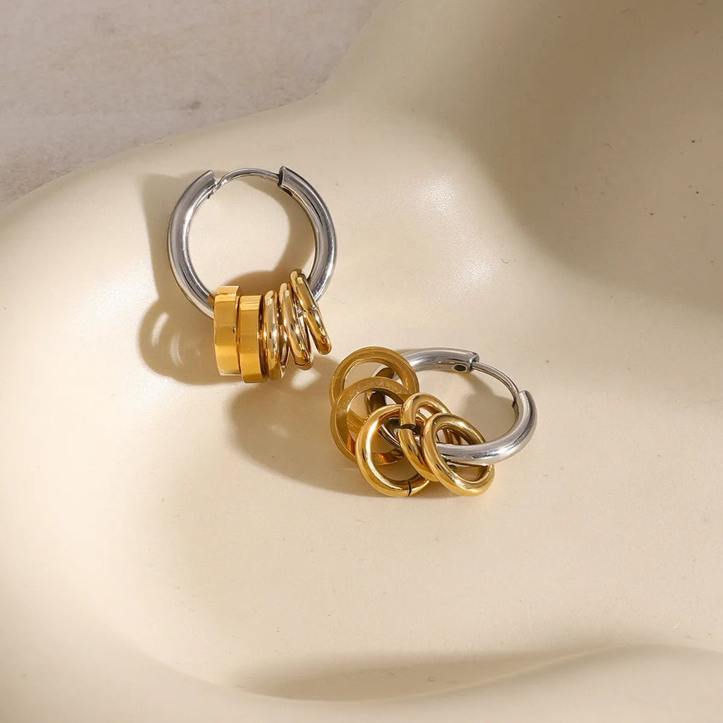 Stainless steel ins style earrings with electroplated finish in JDE2405019 colour.